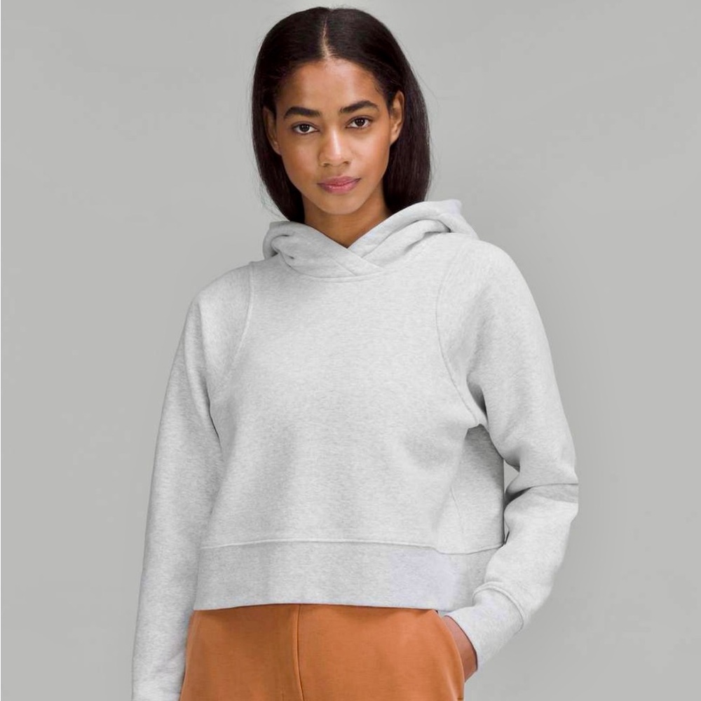 Women’s Lululemon Loungeful Cropped Hoodie Sweatshirt Ultra Light Gray Size 12